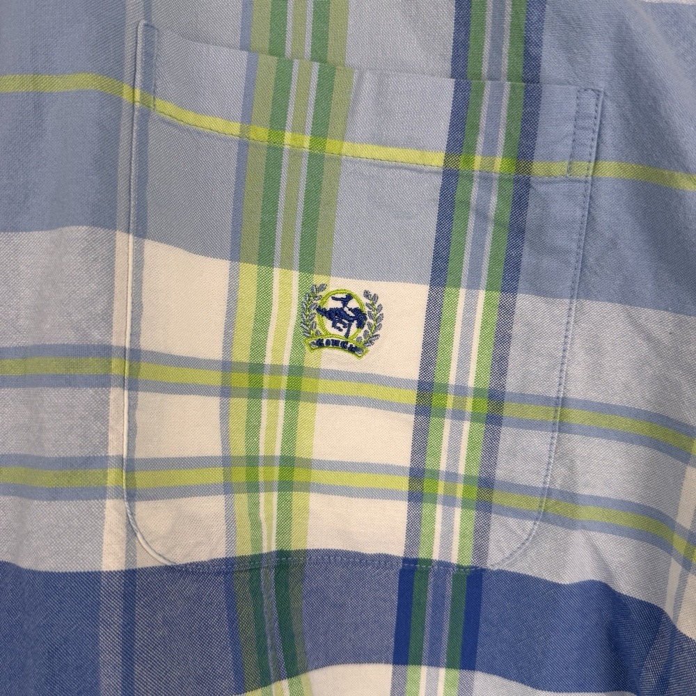 Cinch Button Down Shirt Mens Medium Blue Green Plaid Short Sleeve Western Logo - Picture 3 of 6